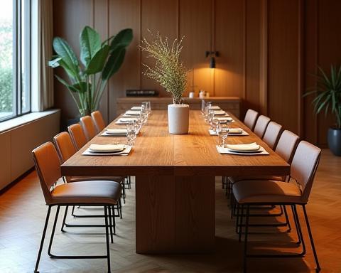Custom-made wooden dining table