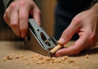 Artisan using a woodworking tool